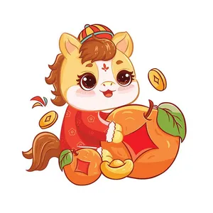 Linh Vật Ngựa Tết, Hình Minh Họa Vector Dễ Thương (EPS)