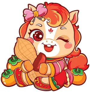 Linh Vật Ngựa Tết Dễ Thương - Hình Minh Họa Vector EPS