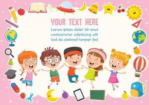 Banner bé cùng nhau học tập file vector mẫu KS279