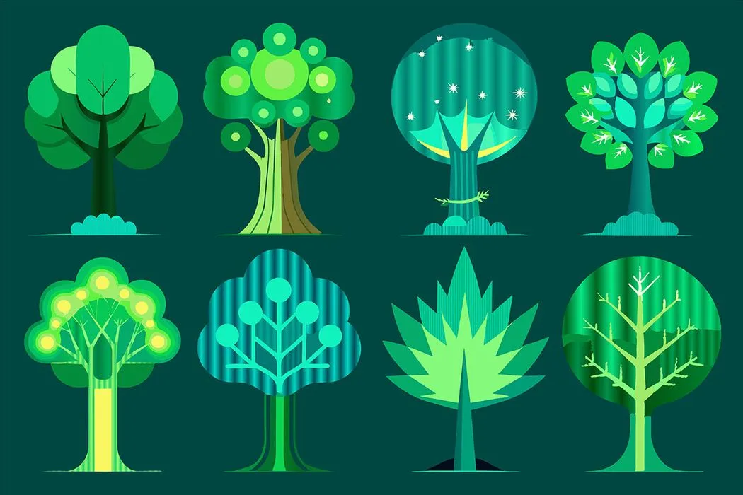 Bộ sưu tập cây xanh file vector mẫu KK68