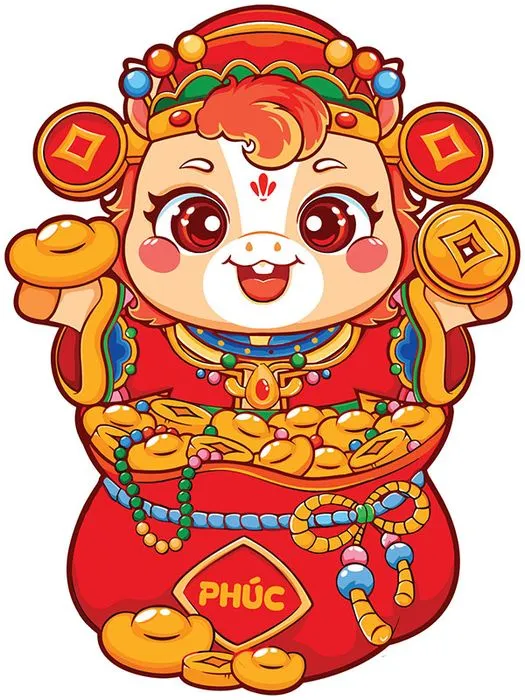 Linh Vật Ngựa Tết Tài Lộc - Vector Minh Họa Hoạt Hình Dễ Thương