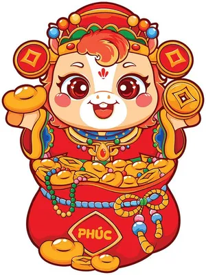 Linh Vật Ngựa Tết Tài Lộc - Vector Minh Họa Hoạt Hình Dễ Thương