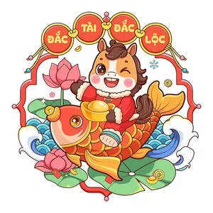 Linh Vật Ngựa Tết, Hình Minh Họa Vector Phong Cách Hoạt Hình Dễ Thương