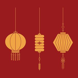 Hình ảnh bộ 3 mẫu đèn lồng trang trí dịp tết file vector mẫu CR492
