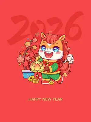 Poster Tết Ngựa 2026 Dễ Thương – File Vector EPS Chất Lượng Cao