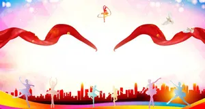 Background Tết Rực Rỡ Với Vũ Công Và Dải Lụa Đỏ - File CDR