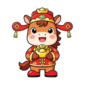 Linh Vật Ngựa Thần Tài Minh Họa Dễ Thương – File EPS Vector Cao Cấp