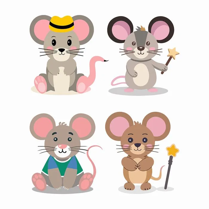 Bộ Sưu Tập Chuột Hoạt Hình Dễ Thương - Minh Họa Vector EPS