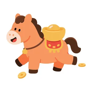 Linh Vật Tết 2026 Ngựa Con May Mắn Minh Họa Vector Dễ Thương