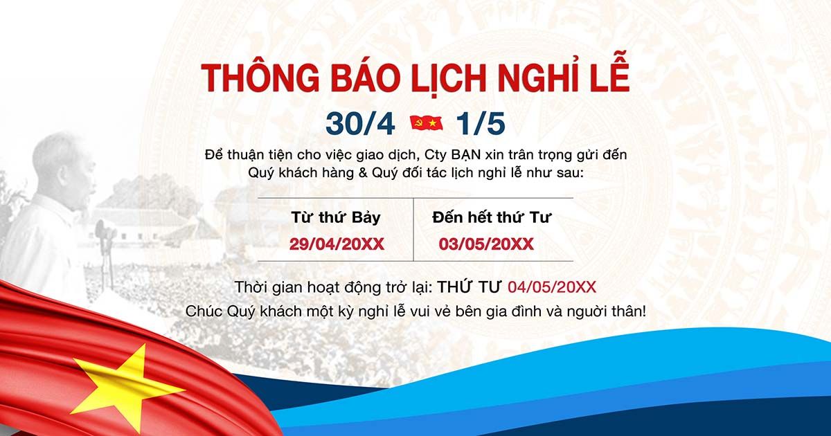 Banner chào mừng ngày lễ 30/4-1/5 file PSD mẫu CR1414
