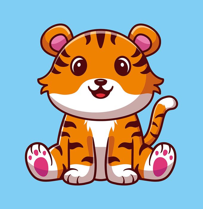 Hình ảnh chú hổ cute đang ngồi file vector mẫu CR1526