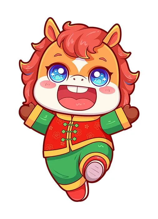 Linh Vật Ngựa Tết Nguyên Đán Dễ Thương - Minh Họa Vector EPS