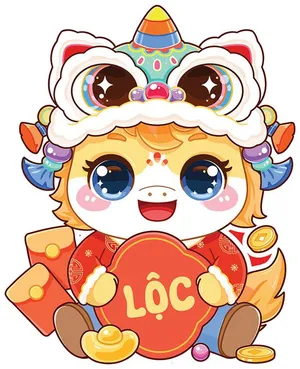 Linh Vật Ngựa Tết Nguyên Đán Dễ Thương - Minh Họa Vector EPS