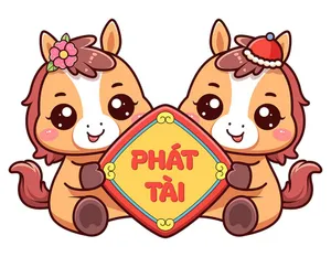 Cặp Ngựa Tết May Mắn – Hình Minh Họa Vector EPS Đáng Yêu
