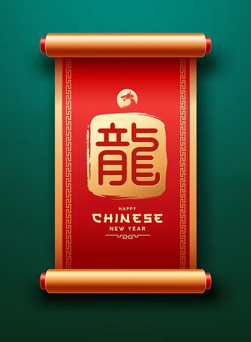 Tết Câu Đối Đỏ Chúc Mừng Năm Mới Hình Ảnh Rồng Vàng EPS