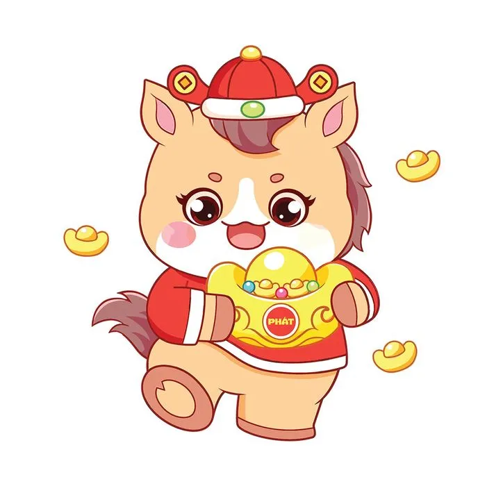 Linh Vật Ngựa Tết Nguyên Đán Dễ Thương - Minh Họa Vector EPS