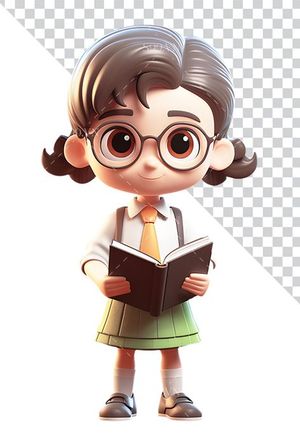Hình ảnh cô học sinh tri thức 3D file PNG mẫu CR841