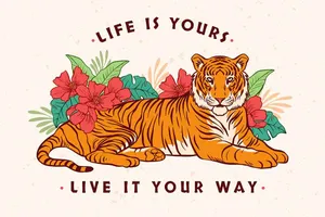 Banner chú hổ đi trong rừng flie vector mẫu KS79
