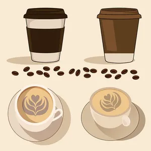 Hình minh họa cốc cafe file vector mẫu KS847