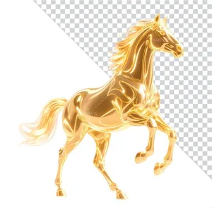 Hình Ảnh PNG Ngựa Vàng Sang Trọng - Minh Họa 3D Độc Đáo