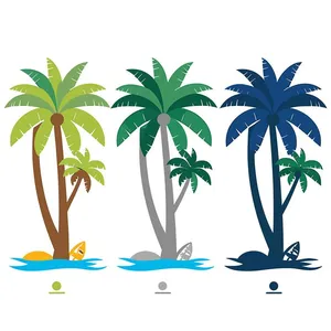 Hình ảnh cây dừa trên đảo file vector mẫu KS635