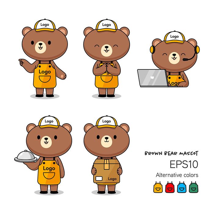 Hình ảnh chú gấu đi làm file vector mẫu CR89