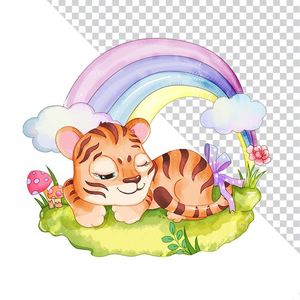 Hình ảnh chú hổ đáng yêu ngủ ngoài thiên nhiên file PNG mẫu CR1085