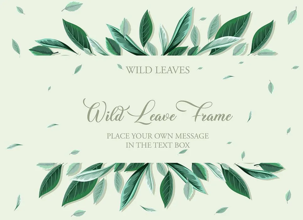 Khung lá xanh vector EPS – Thiết kế cành lá tự nhiên đẹp mắt