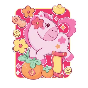 Hình minh họa Ngựa Tết hoạt hình dễ thương – File EPS vector chất lượng cao