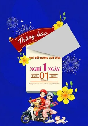 Poster Lịch Nghỉ Tết Dương Lịch 2026 – Thiết Kế Độc Đáo Dạng CDR