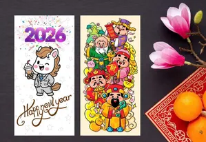 Tết Lì Xì 2026 Phong Bao Hoạt Hình May Mắn Độc Đáo