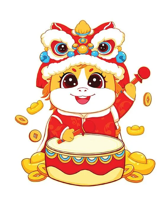 Minh Họa Tết Bính Ngọ 2026 – Bé Cưỡi Ngựa Múa Lân, Phong Cách Hoạt Hình