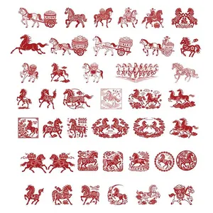 Bộ Sưu Tập Ngựa Tết Nguyên Đán EPS - Minh Họa Vector Phong Cách Trung Hoa