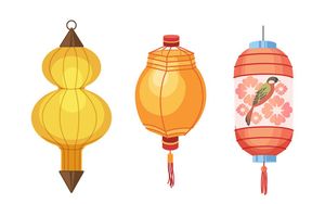 Bộ sưu tập đèn lồng nhiều hình dáng trang trí dịp lễ file vector mẫu CR506