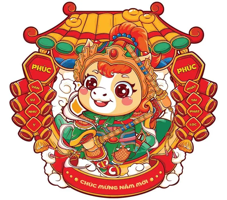 Linh Vật Ngựa Tết - Chúc Mừng Năm Mới - Hình Minh Họa Vector EPS