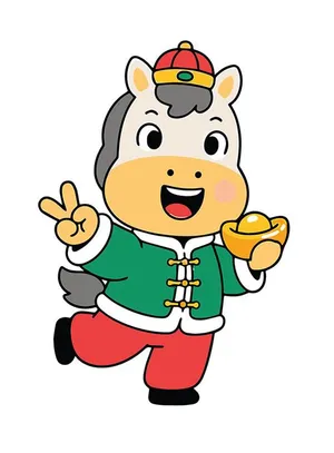 Linh Vật Ngựa Tết Nguyên Đán Dễ Thương - Hình Minh Họa Vector EPS