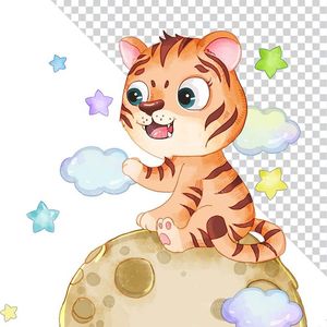Hình ảnh chú hổ con đáng yêu file PNG mẫu CR1087