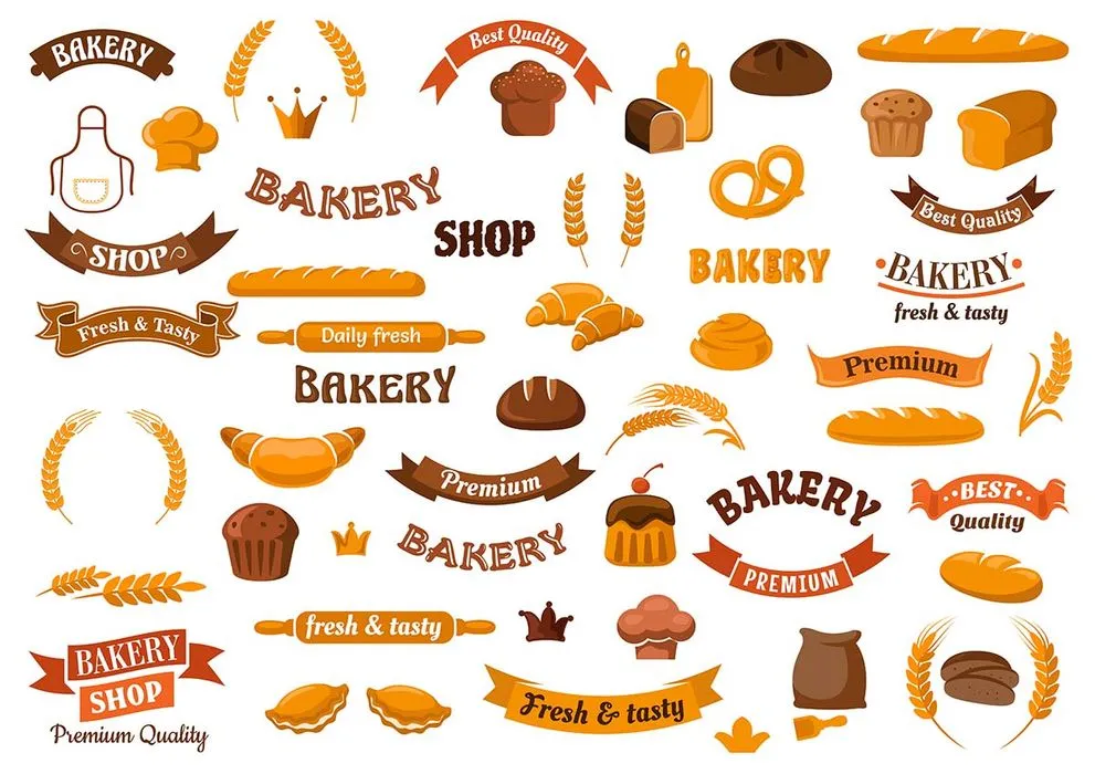 Bộ Sưu Tập Biểu Tượng Tiệm Bánh & Bánh Mì Vector EPS