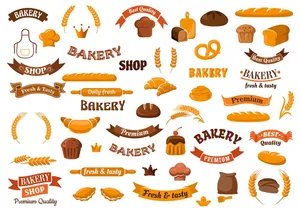 Bộ Sưu Tập Biểu Tượng Tiệm Bánh & Bánh Mì Vector EPS