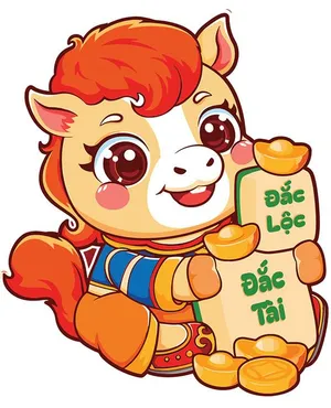 Linh Vật Ngựa Tết Đắc Lộc Đắc Tài - Hình Minh Họa Vector EPS