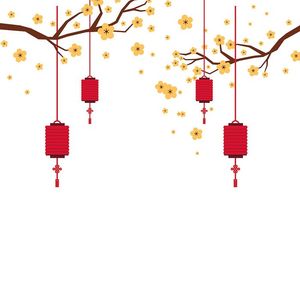 Hình ảnh đèn lồng màu đỏ trang trí lễ hội tết file vector mẫu CR322