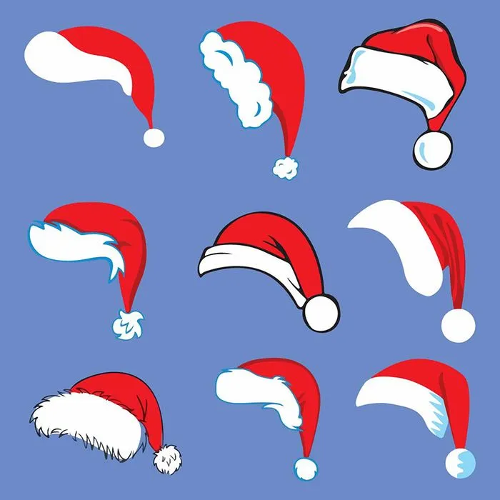 Bộ sưu tập mũ ông già noel file vector mẫu CR1774