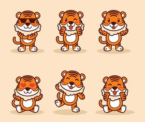 Bộ sưu tập biểu cảm của chú hổ file vector mẫu CR1525