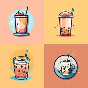 Hình ảnh cốc trà sữa file vector mẫu CR681