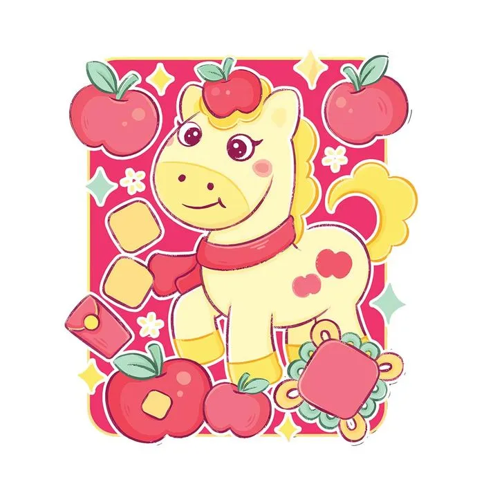 Hình Minh Họa Ngựa Tết Dễ Thương - Vector EPS