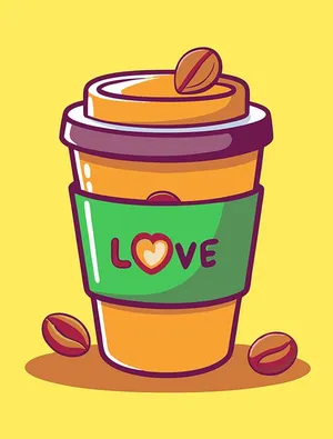 Hình minh họa cốc cafe file vector mẫu KS839