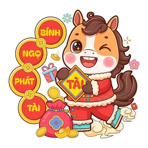 Linh Vật Ngựa Tết Nguyên Đán 2026 - Bính Ngọ Phát Tài EPS Vector