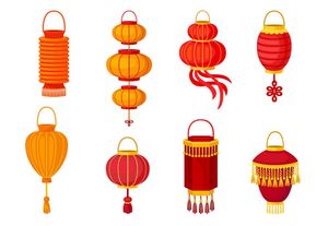 Bố sưu tập đèn lồng hiều hình dạng file vector mẫu CR453