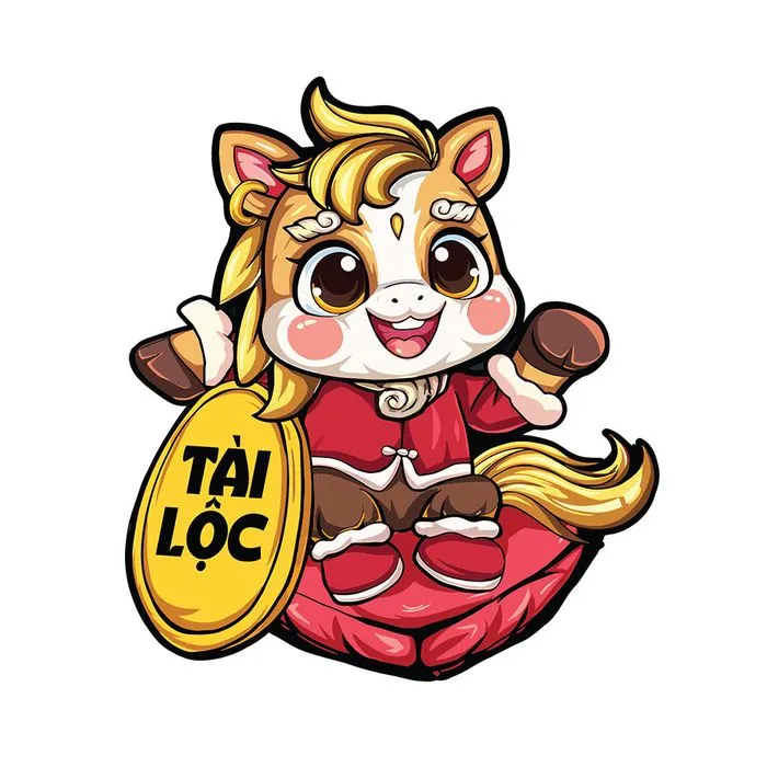 Linh Vật Ngựa Tết Tài Lộc - Hình Minh Họa Vector EPS Độc Đáo