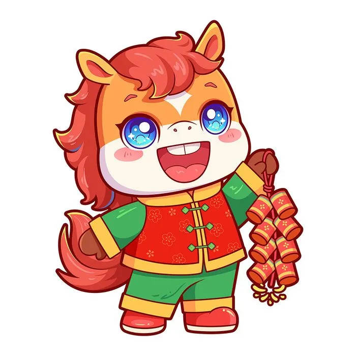 Linh Vật Ngựa Tết Nguyên Đán Dễ Thương - Minh Họa Vector EPS